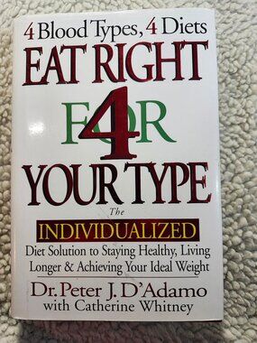 Eat Right 4 Your Type Dr Peter J DAdamo Hardcover 1996 Diet Nutrition Book